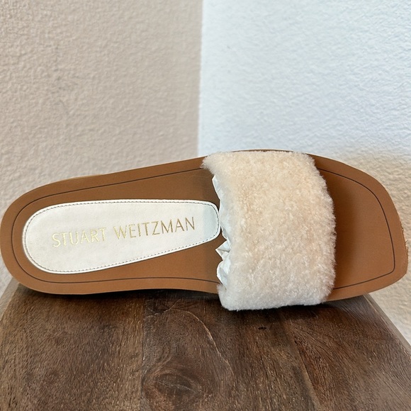 STUART WEITZMAN Cammy Sheep Shearling Slip On Slide Sandals Size 38.5 US 8B - Picture 10 of 11